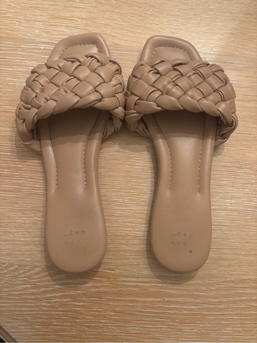 A New Day Braided Slide Sandals in Taupe - Women's Comfort Fashion - 8